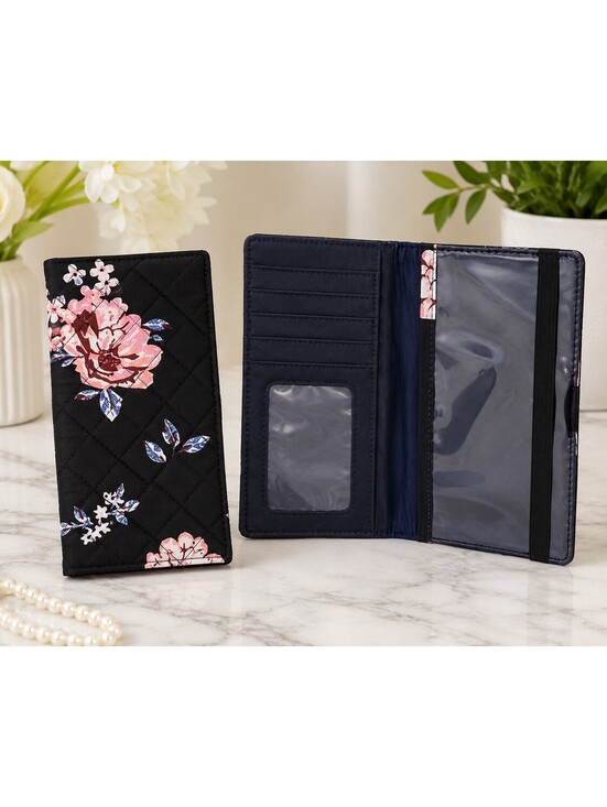 Handbags - Black Floral Quilted Wallet (Vera Bradley–Style)